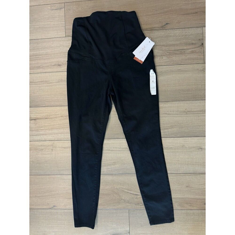 Isabel Maternity Women’s Crossover Panel Maternity Skinny 28 Jeans Black 6 NWT - Picture 7 of 7